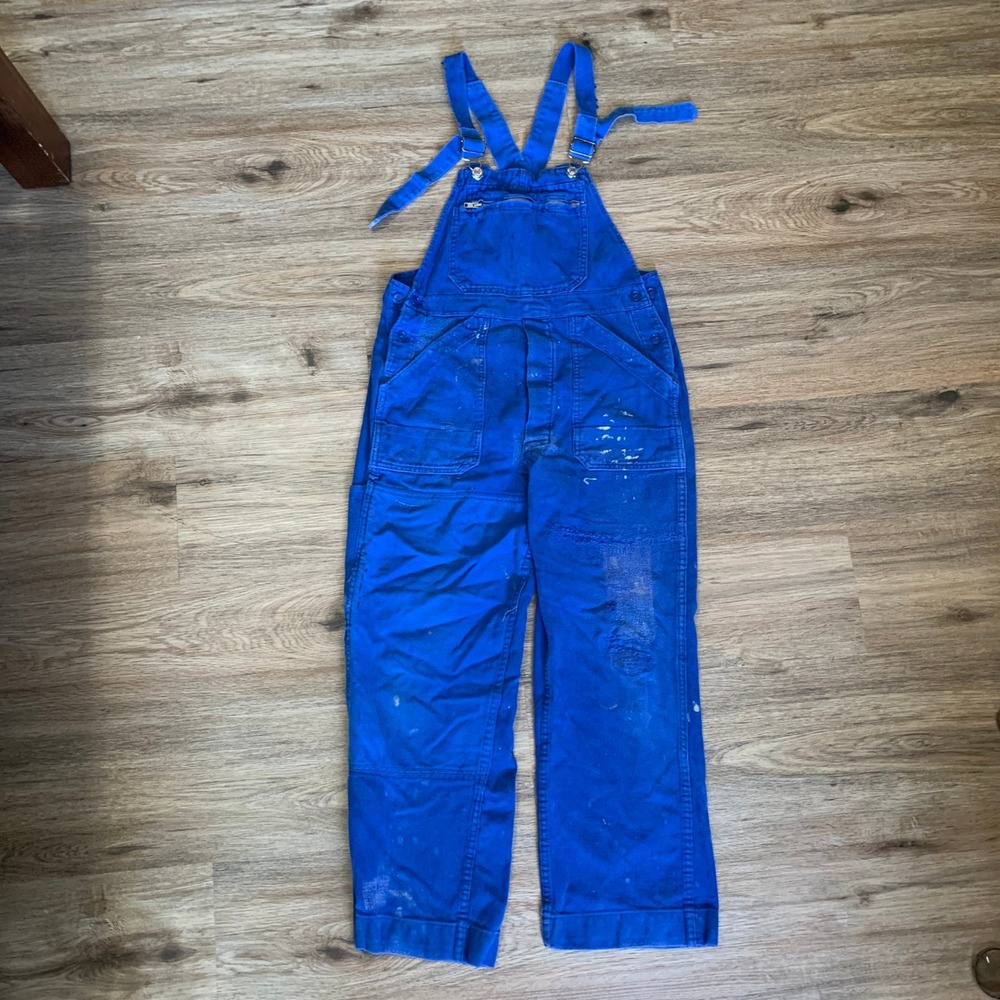 Vintage 1960s Vetra French Workwear Overalls Cotton Chore Bibs Made in France 40